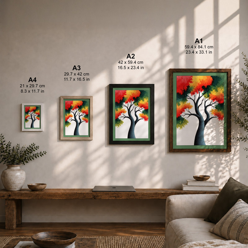 Autumn Tree In Watercolour Botanical - Print, Unframed, A4 - 29.7 x 21.0 cm