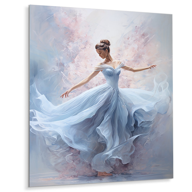 «Blue and White Woman Ballet Solitude I», art mural spirales abstraites en métal, H 20 po x l 12 po x P 1 po