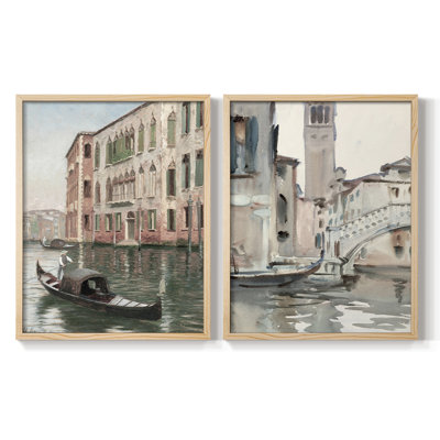 «Vintage Landscape CC», reproduction encadrée de qualité supérieure - prête à être accrochée - aucun clou requis - aucun clou requis