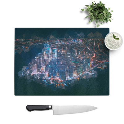 Tempered Glass The Lights of New York City in Abstract Chopping Board