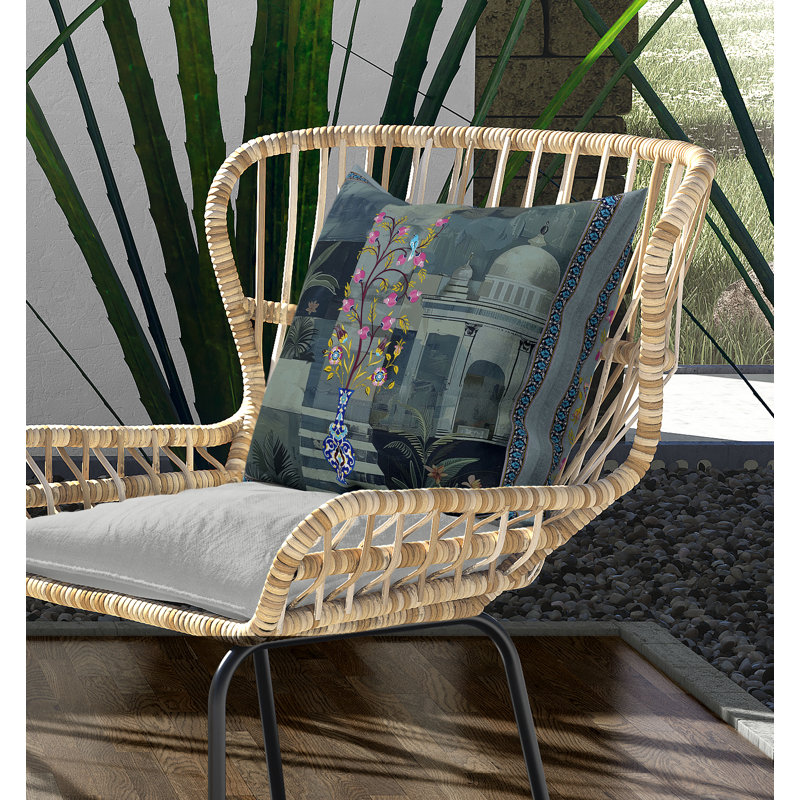 Indoor / Outdoor Square Cushion, 46cm H x 46cm W, Blue/Green