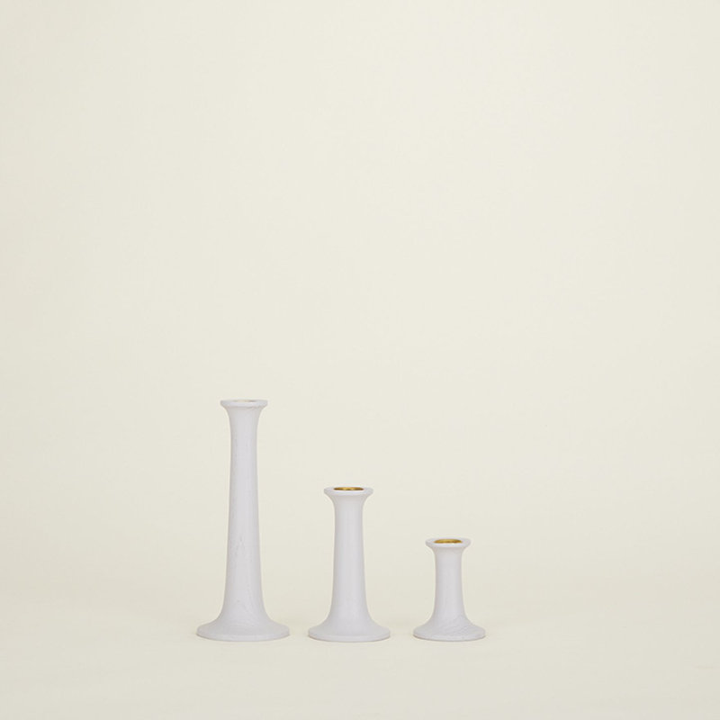 Simple Solid Wood Tabletop Candlestick, 5.5" H x 3.5" W x 3.5" D, Gray