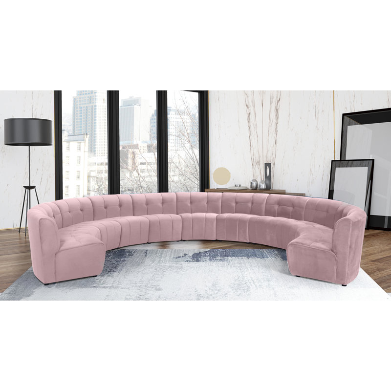 Jedson Velvet Sectional Symmetrical, Pink Velvet