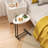 C-Shaped Side Table, C Table End Table For Sofa And Bedside, Couch Side Tables, Wood C-Shaped End Table With Metal Frame Slide For Bedroom Living Room (White)