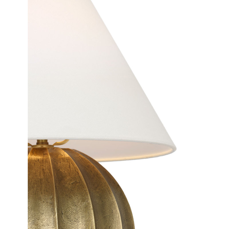 Barden 18" Table Lamp with Linen Shade, Museum Brass