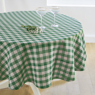 Morgan Check - 100% Pure Linen Round Tablecloth