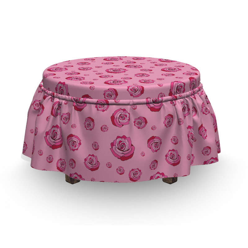 Housse pour repose-pieds en fleurs monochrome