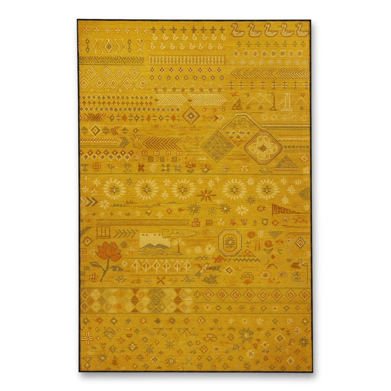 Tapis tissé orange traditionnel Mosso, 4'11" x 7'7"