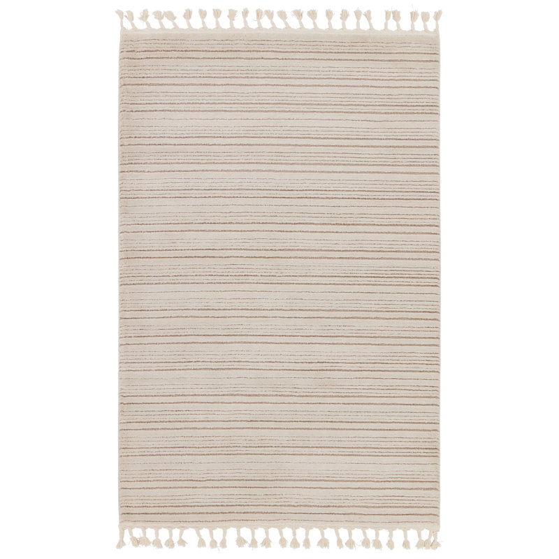 Tapis rayé ivoire / beige Jonie, Tapis de couloir 2 pi 5 po x 10 pi
