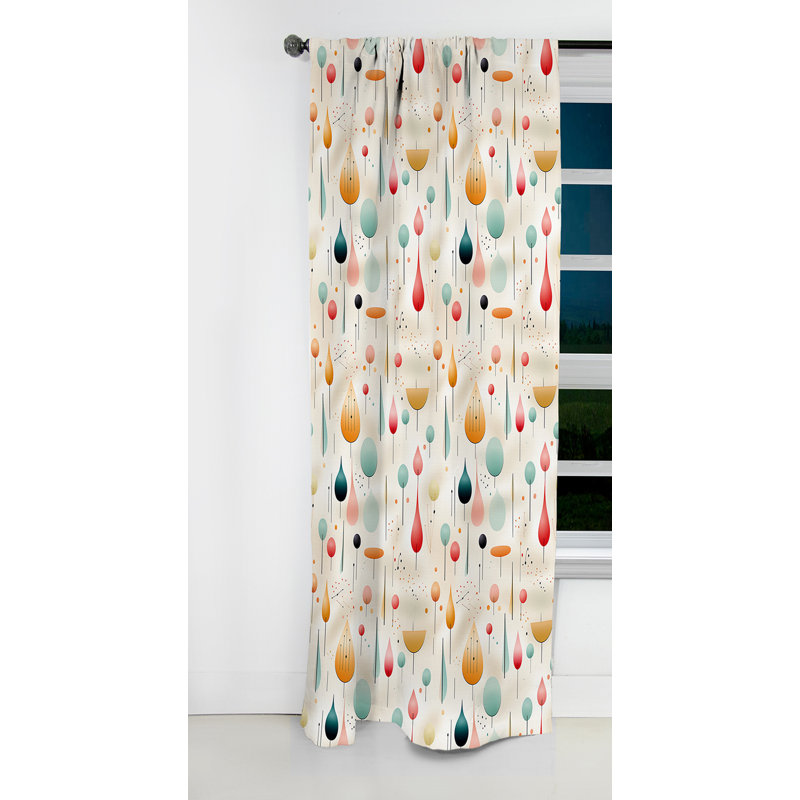 Minimalisme, motif de fougères beige I - rideau abstrait - rideau occultant géométrique - 1 panneaux, L 52 po x L 108 po