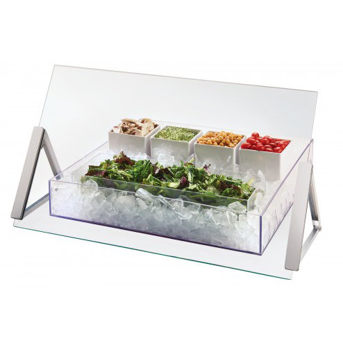 Clear Glass Portable Sneeze Guard with Stainless Steel Frame