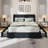 Upholstered Channel Tufted Wingback Headboard Bed Frame with Strong Wooden Slat Support-1024142851-866807311