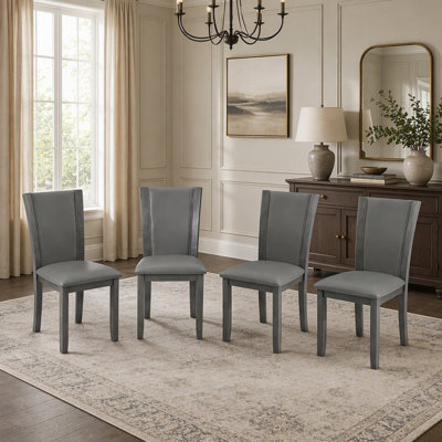 Ensemble de 4 chaises de salle à manger en bois et chaises de cuisine rembourrées