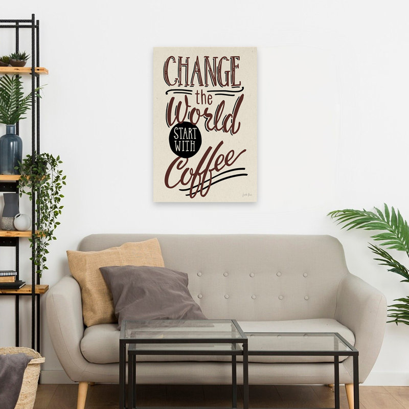 «Bad Coffee II No Pink - Brown change the World Start With Coffee Circles», art du café, H 24 po x l 16 po