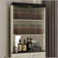 Grande armoire de rangement d'angle autoportante avec 5 niveaux, portes en verre trempé, dossier en miroir et tablettes réglables pour les espaces de vie modernes-57519363