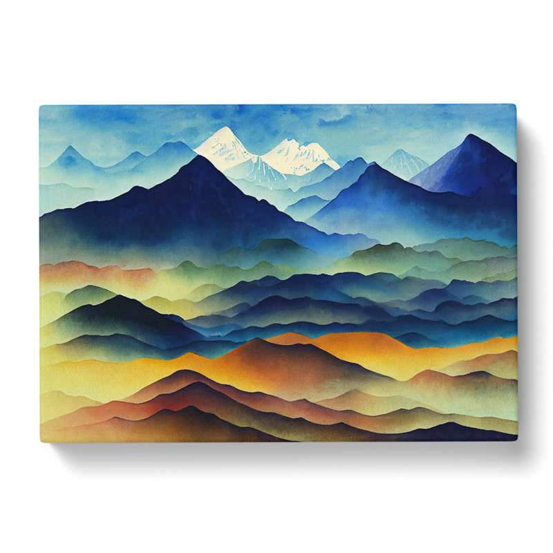 Watercolour Mountain Landscape Vol.4 - Wrapped Canvas, 50cm H x 76cm W x 3cm D