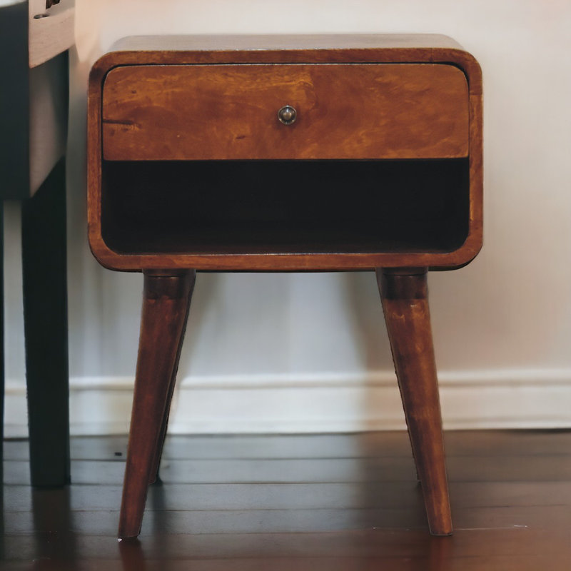 Holmestrand 45cm W Solid Wood Bedside Table, Chestnut