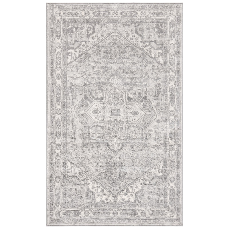 Tapis oriental crème / gris Llana, Rectangle 3 pi x 5 pi