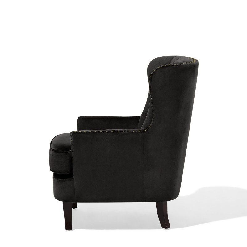 Crumpton Upholstered Wingback Chair, Black