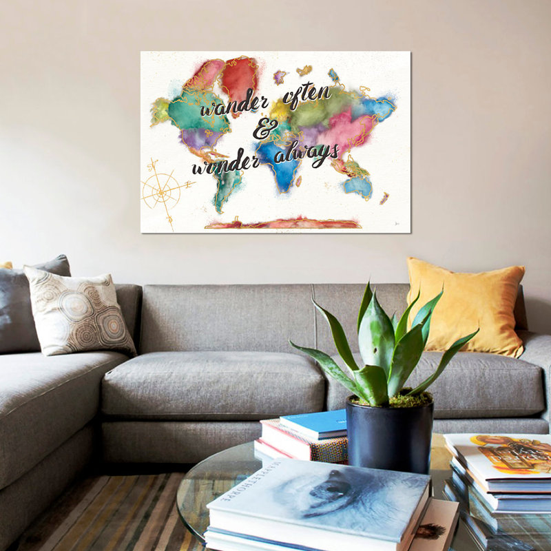 «Colorful World I» par Jess Aiken - impression sur toile tendue, H 40 po x l 60 po x P 1,5 po, Toile tendue, Pas de tapis