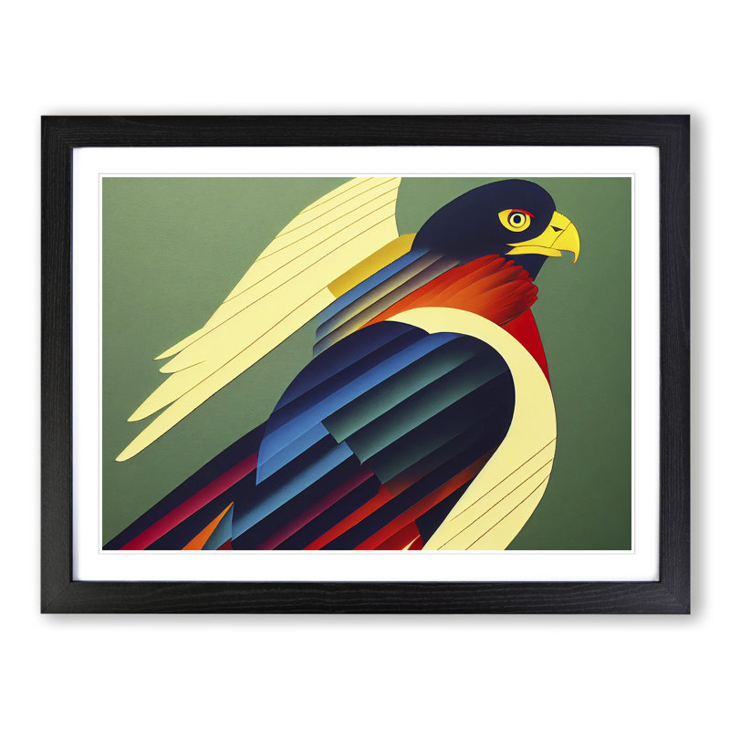 Abstract Eagle Bird Vol.1 - Single Picture Frame Print, 46cm H x 64cm W x 2cm D, Black