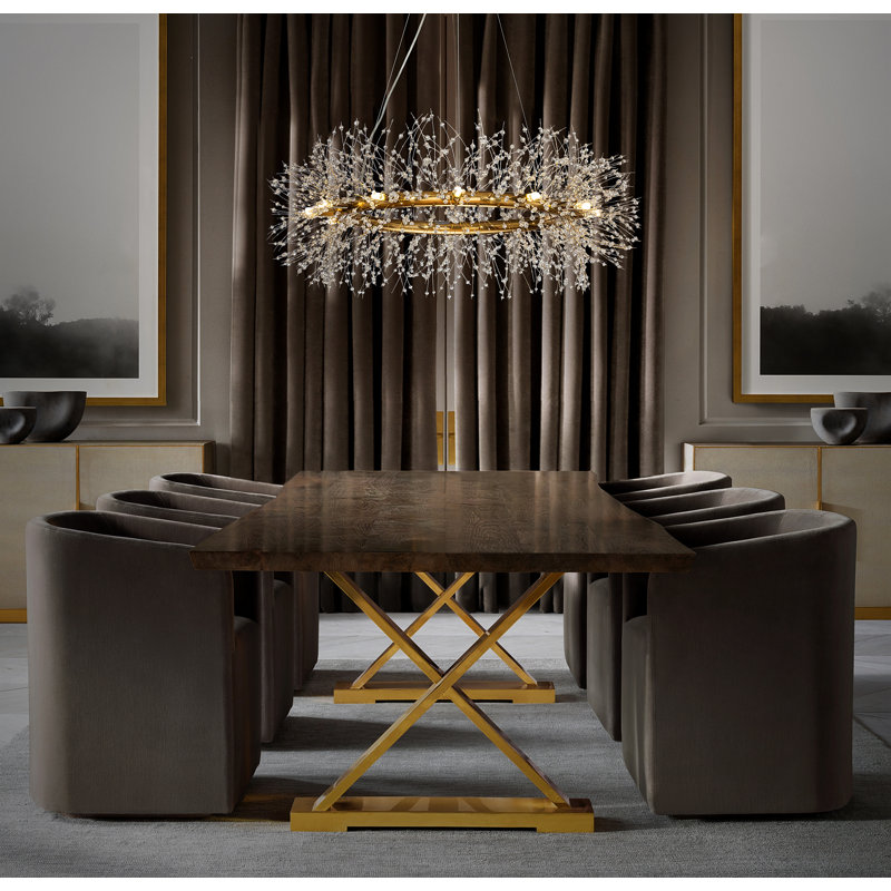 Galewood Modern Glam Firework Crystal Chandelier light Round Pendant Ceiling Lighting For Dining Room, Antique Gold, 12