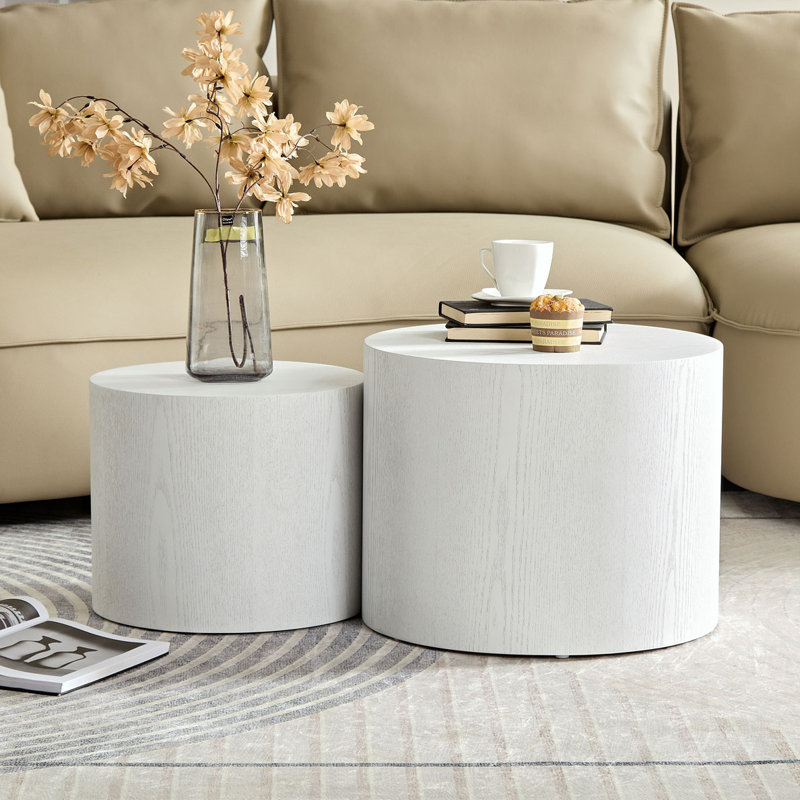 Ensemble de tables basses rondes en bois, Bois blanc