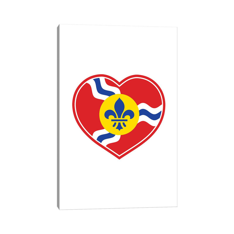 St. Louis Flag Heart by Benton Park Prints - Wrapped Canvas Gallery-Wrapped Canvas Giclée, 152.5 cm H x 101.5 cm W