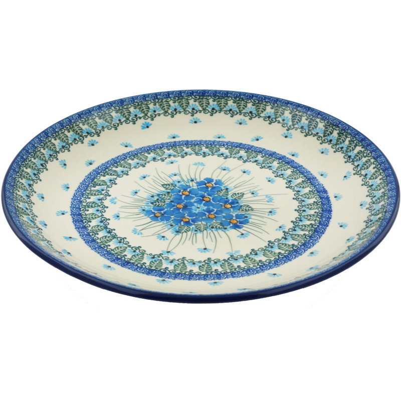 Forget Me Not Stoneware Platter, 1.85" H x 14.29" W x 14.29" D