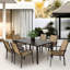 7 ensembles de salle à manger d'extérieur - table rectangulaire brune et 6 chaises pour les meubles de jardin empilables