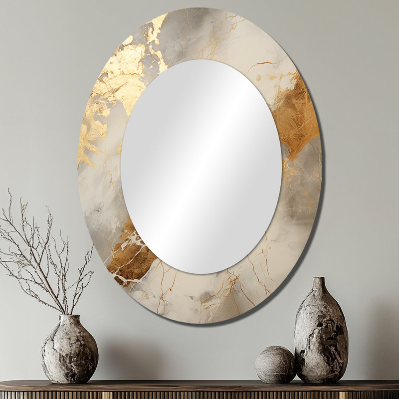 Miroir mural moderne beige et or Lightning III, 40 po x 30 po