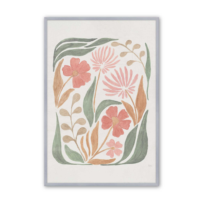 Motif de fleurs de corail II, H 11,25 po x l 9,25 po, Encadrement ouvert, chrome poli
