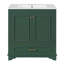 De meuble-lavabo vert avec lavabo en céramique, structure en bois massif et rangement spacieux