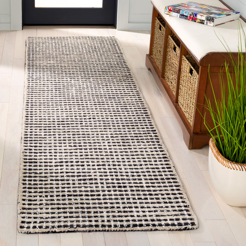 Tapis rayé en laine touffeté à la main Jennaca, Carré 6 pi