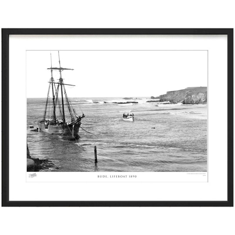 Bude, Lifeboat 1890 - Single Picture Frame Print on Wood, 45cm H x 60cm W x 2.3cm D