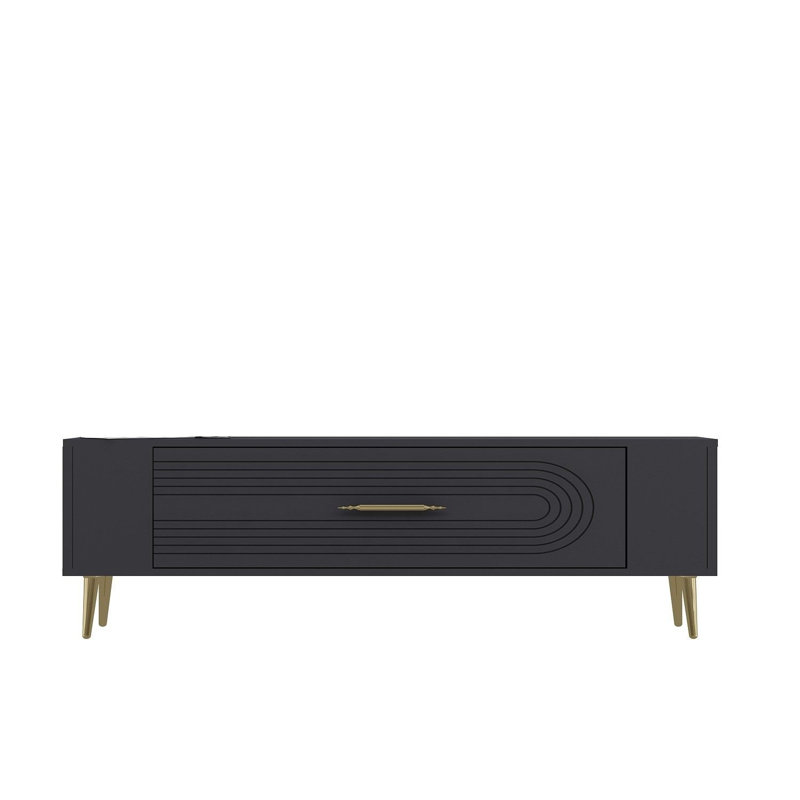 Meuble télé Catena, Gris/doré