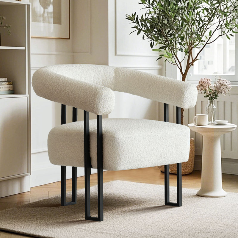 Kristinn 30" Wide Upholstered Boucle Modern 3-Legs Accent Chair