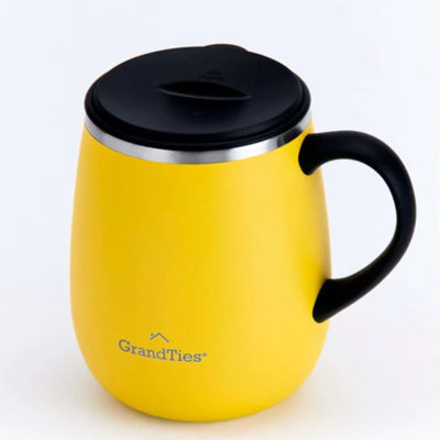 Grande tasse à café isotherme avec poignée - couvercle coulissant pour verre à vin 16 oz en verre résistant aux éclaboussures avec aspirateur à double paroi en acier inoxydable pour garder les boissons chaudes ou froides - perle