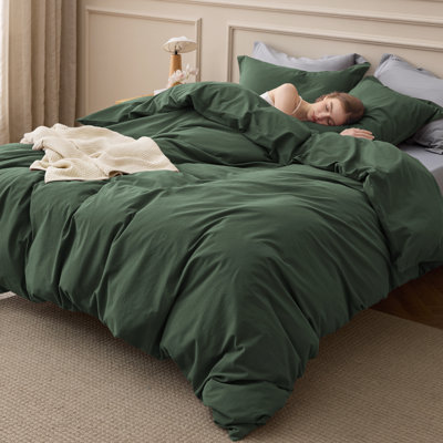 Bedsure 100% Washed Cotton Duvet Cover Set