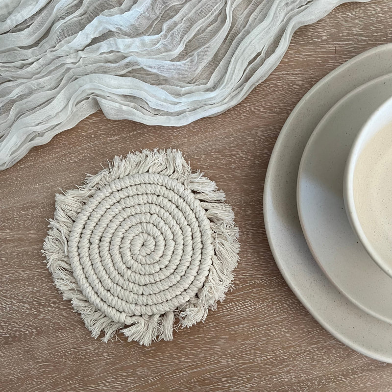 Cotton Round 4 Piece Coaster Set