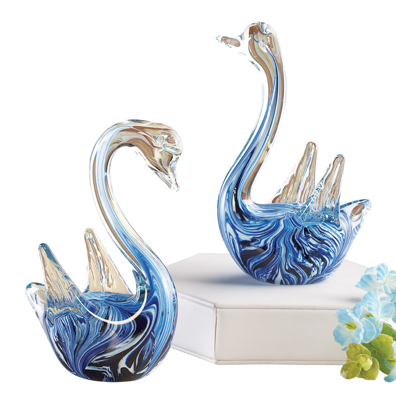 Ensemble de 2 cygnes en verre 2 pièces Schnabel