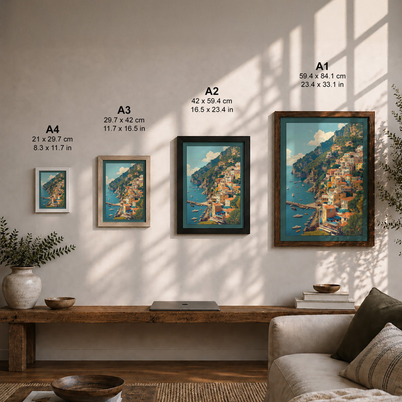 Village Cliffside Coastal - Print, Unframed, A4 - 29.7 x 21.0 cm