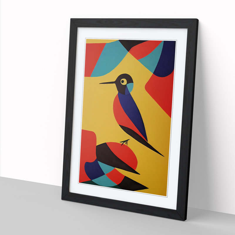 Swallow Bird Abstract Vol.1 - Single Picture Frame Print, Black, 64cm H x 46cm W x 2cm D