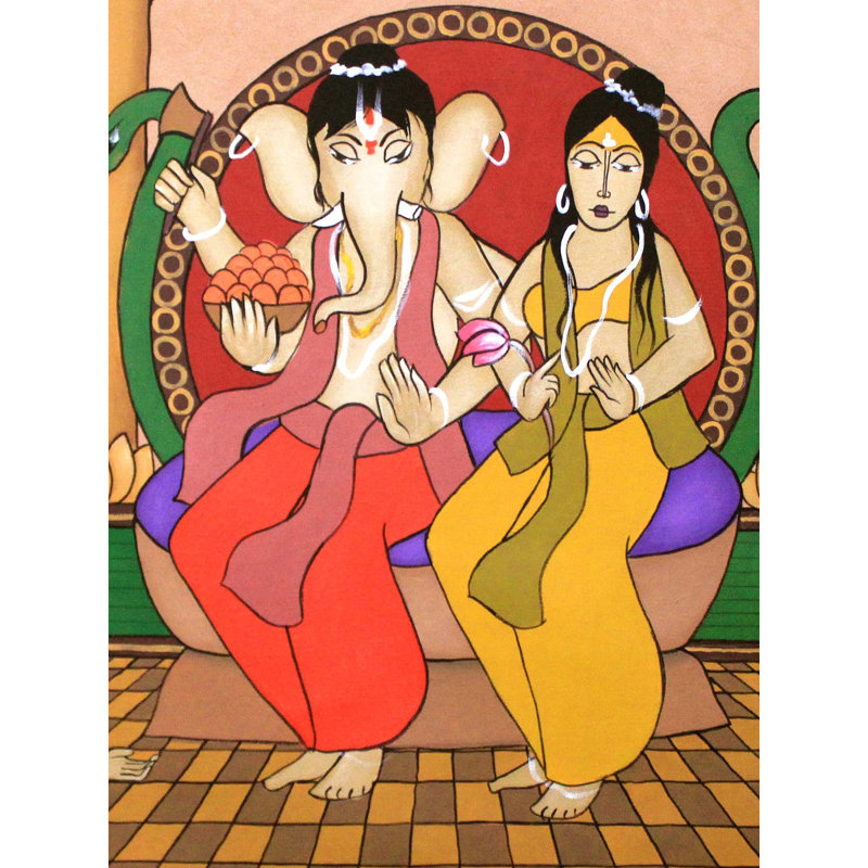 Riddhi Gajanan assis | Acrylique sur toile | Par Chetan Katinagar