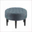 Repose-pieds, capitonnage ovale moderne capitonné bleu ciel | Pieds noirs | Bois massif