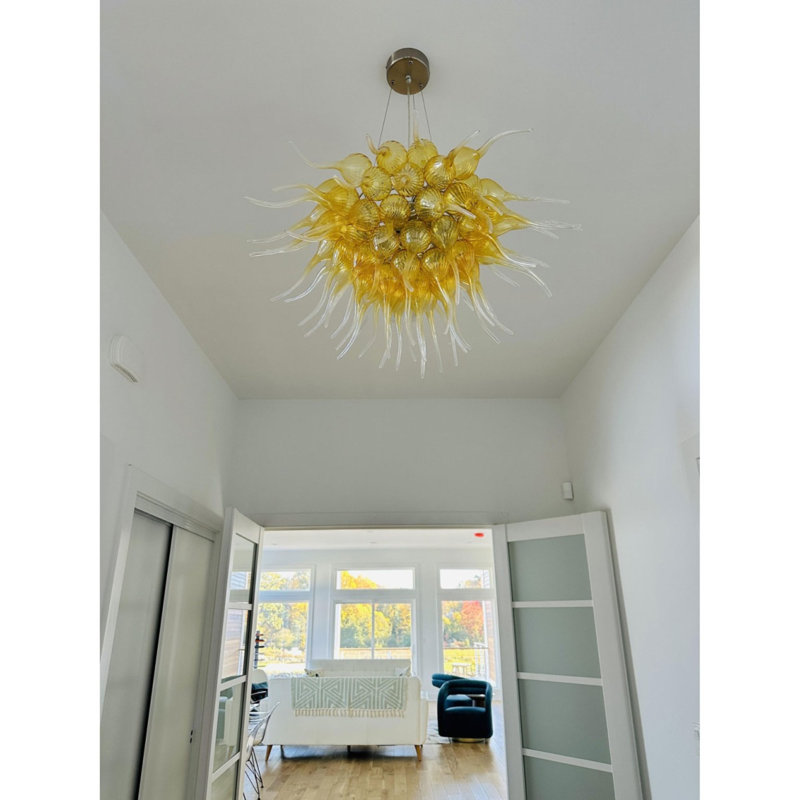 Lustre à 6 lumières Murana, Chrome, Ambre / brun / blanc, 31” Diameter x 19” Height