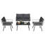 Ensemble modulaire d'extérieur fabriqué à la main en osier gris 4 pièces - Canapé modulaire de patio avec structure en métal et table basse pour la cour, le jardin ou la piscine