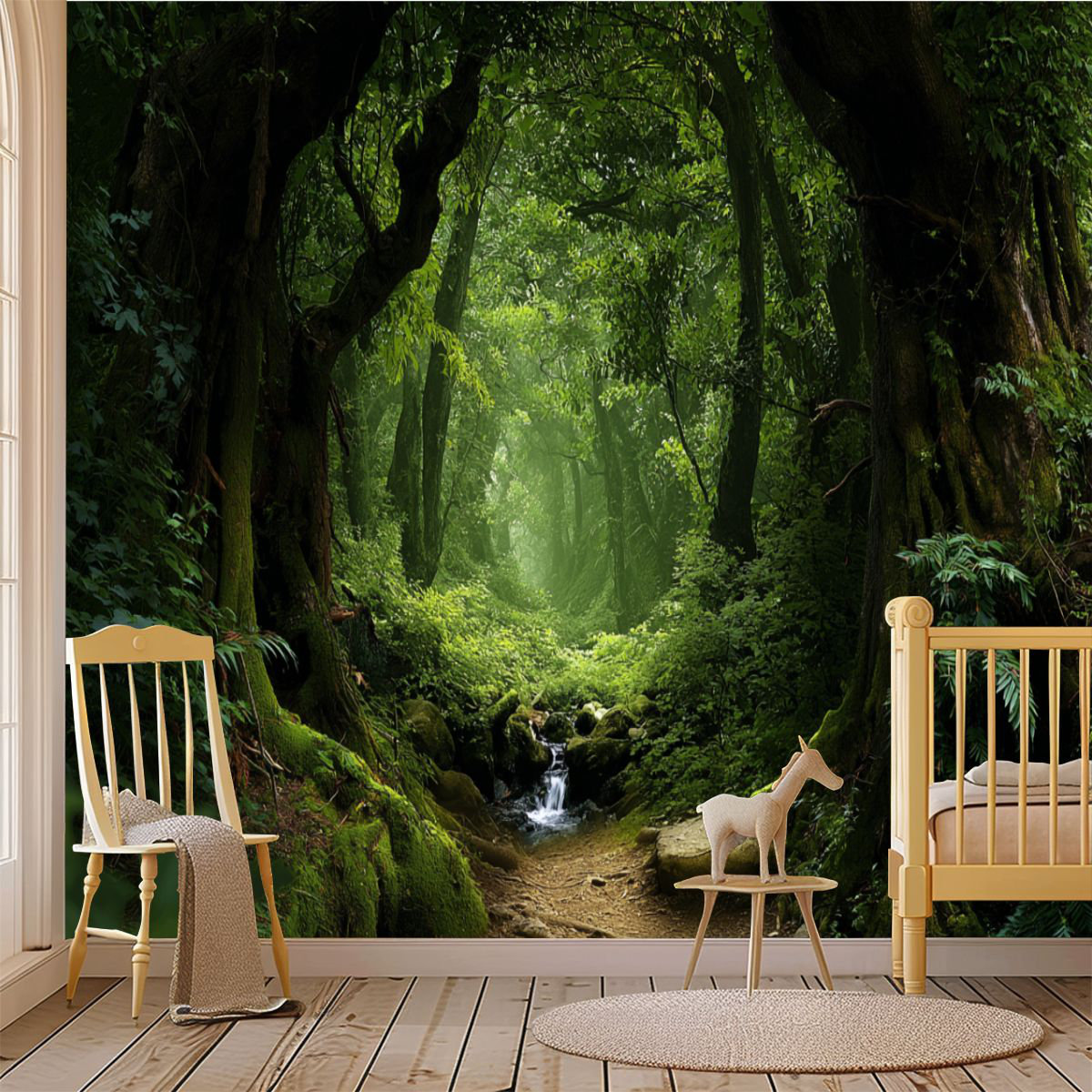 Latitude Run® Peel and Stick Wallpaper Wall Mural Green Forest Mossy ...