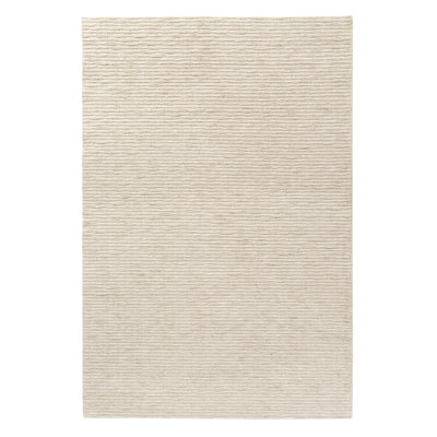Tapis Kiva rayé style ferme fait main en laine mélangée de Nouvelle-Zélande