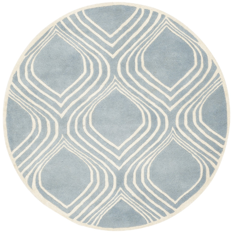 Deedie Hand Tufted Wool Geometric Rug, Round 5'